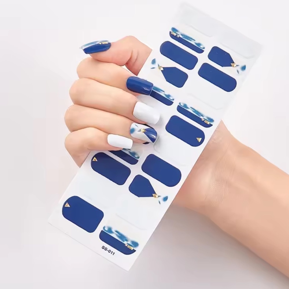 Blue and White Nail Wraps, Nail Stickers, 1 Pack, 22 Stickers
